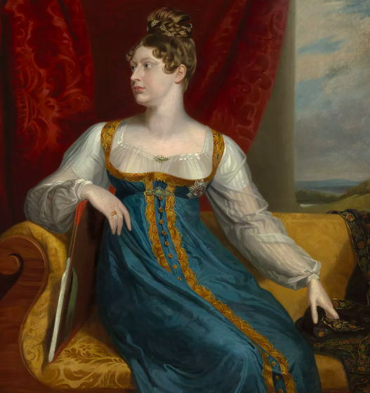 La princesse Charlotte de Galles. Unique petit-enfant du roi George III, elle fut l'héritière du trône de Grande-Bretagne de sa naissance, en 1796, à sa disparition, en 1817.